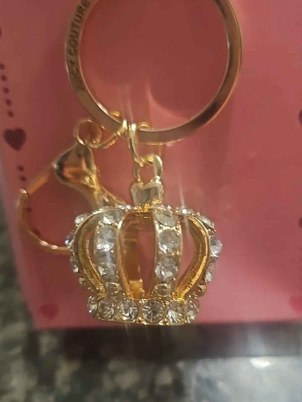 Juicy Couture Gold Crystal Crown Key Ring